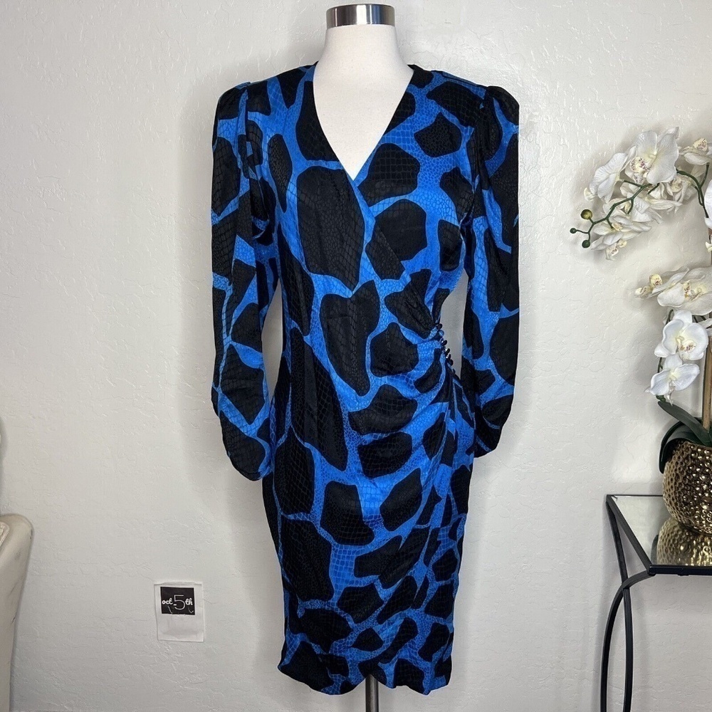 Flora Kung New York 100% Silk Vintage Retro 80s Dress giraffe Patterned 4